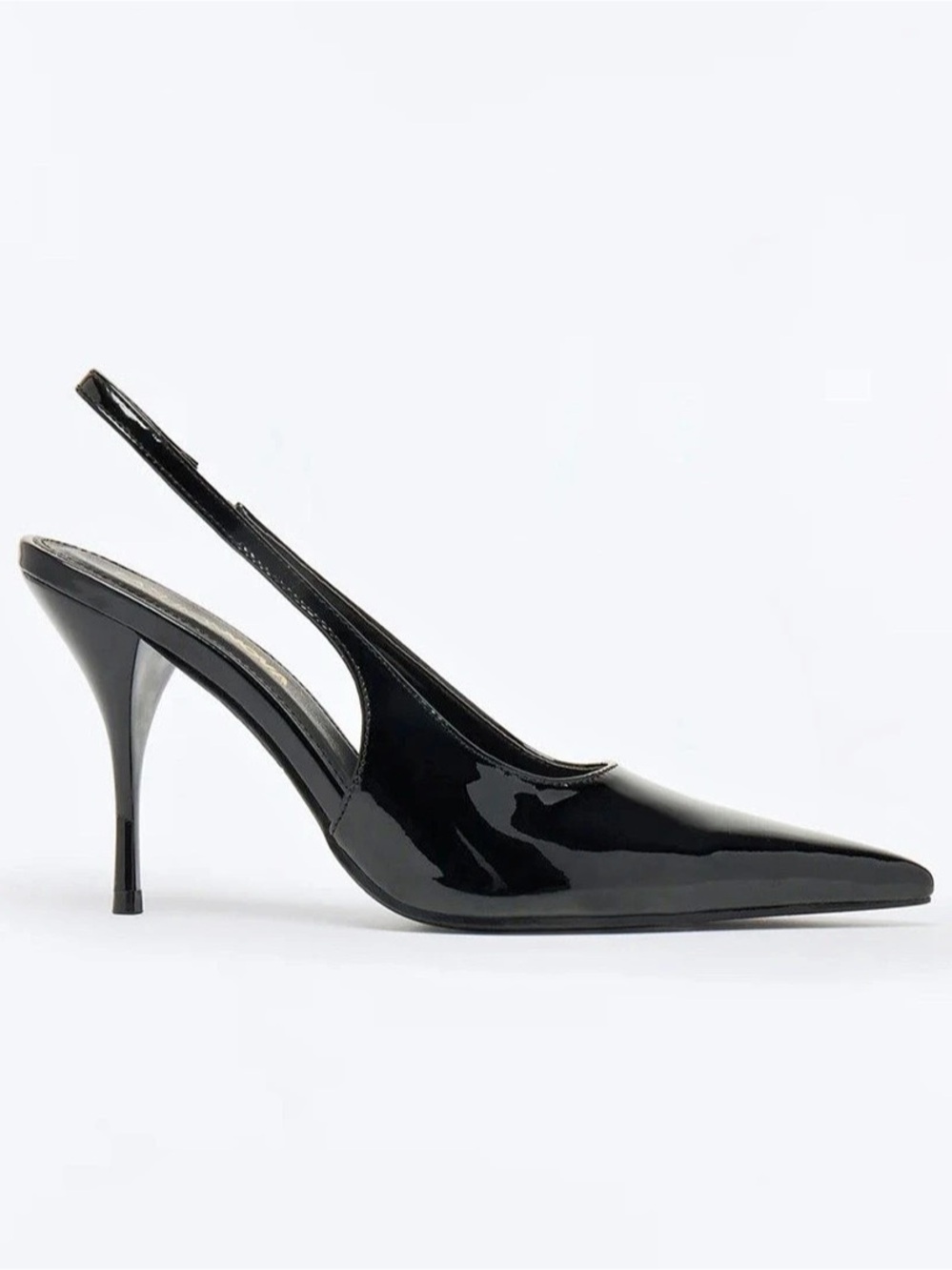 Black Devilish Patent Slingback Pumps